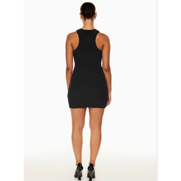 Babaton Sculpt Knit Racer Mini Dress Black Bodycon Compressive Large - Picture 3 of 10